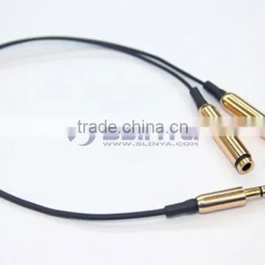 3.5mm 1 to 2 Audio Dual Y Splitter Cable Adapter Earphone Headphone Jack With Metal Plated thumbnail-3