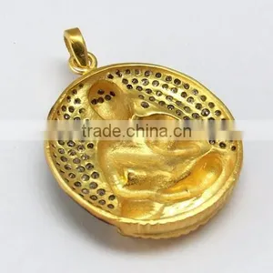 Wholesale Vintage Style Gold Polish Buddha 925 Sterling Silver Pendant, Silver Jewelry Supplier India thumbnail-6