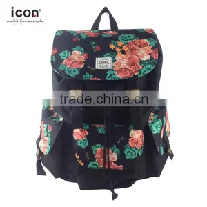 600D Polyester Backpack With Flower Printing thumbnail-1