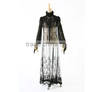 Y-360 Gothic Ladies Latest Black Lace Long Sleeve Top thumbnail-4