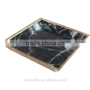 Oceanic Style Glass & Wood Decorative Tray With Multifunctional Uses for Home/ Fruit/wedding thumbnail-2