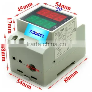 Din Rail Ammeter Voltmeter Dual Dipaly AC80-300V AC0.1-99.9A Amp Volt Combo Meter thumbnail-3