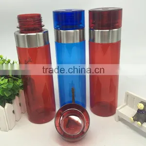 1L Plastic Water Bottle Translucent Big Size Bottle With Stainless Steel Circle Leak Proof 100% BPA Free thumbnail-1