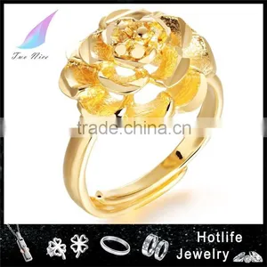 Jewelry Gold Plated Copper Elegant Design for Women Rose Shaped Ring thumbnail-1