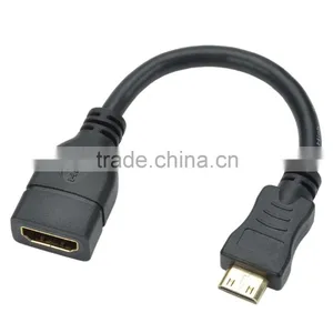 CHEERLINK HDMI V1.4 Female to Mini HDMI Male Cable - Black (16.5cm) thumbnail-1