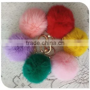 Real Rabbit Fur Ball Furry Ball Keychain for Mobile Phone Tag,Handbag Charm Keychain thumbnail-1