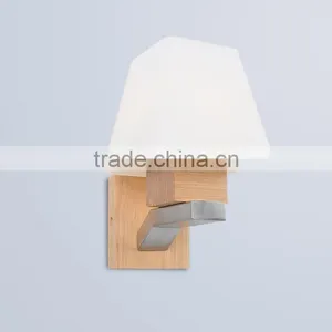 Wood Wall Lamp, Style Glass Shade, Wooden Base Wall Light, Indoor Wall Light thumbnail-1