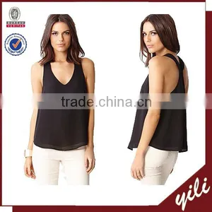2015 H Back Sleeveless Chiffon Hot Girls Sexy Tank Top thumbnail-1
