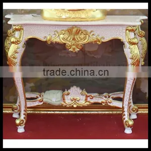 French Neo Classical Louis XVI Style Console Carved Gold Finish Wood Carved Console Table thumbnail-1