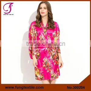 FUNG 3002 New Floral Satin Bathrobes For Women thumbnail-6
