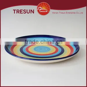 Hot Selling Colorful Strip 10.5 Inch Handpainted Ceramic Plate thumbnail-2