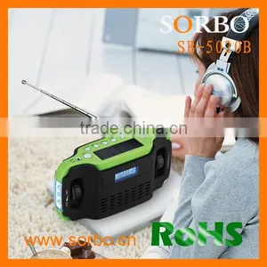 SORBO Energy Saving Solar Charge Radio With Hand Crank Portable Flashlight Radio thumbnail-1