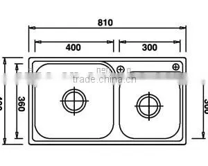 Top-Mount / Drop In Stainless Steel Double Bowl Kitchen Sink UC04 thumbnail-2