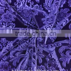 Dark Purple Polyester and Spandex Velvet Fabric 3D Emboss Religion Pattern thumbnail-1
