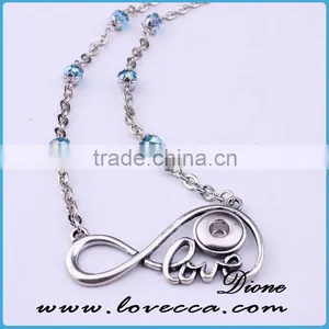 Antique Silver Alloy Women Fashion Crystal Pendant Necklace Long Snap Necklace Jewelry thumbnail-5