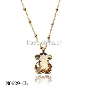 Champagne !Charming ! Fashion Design ! Latest Gold Chain Big Stone Bear Necklace thumbnail-1