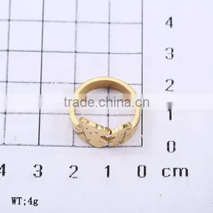 2016 New Arrival Fashion Wholesale Gold Covering Stainless Steel Double Bear Finger Ring thumbnail-2