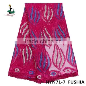 2016 Haniye African French Net Lace Embroidery Tulle Lace Fabric for Wedding and Party /NYN71 thumbnail-5