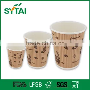 Printed Disposable Paper Coffee Cups, Ripple Compostable Tableware thumbnail-3