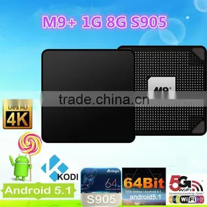 M9+ / M9 Plus Amlogic S905 Quad Core Andorid 5.1 TV BOX 1000M LAN 1GB/8GB 2.4GHz WiFi Bluetooth 4.0 H.265 Set Top Box thumbnail-1
