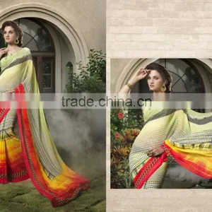 Zari Blouse and Orange Color Womaniya Designer Sarees Collections thumbnail-4