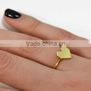 Custom Stainless Steel Finger Rings With Heart Shape Rings for Teenage Girls thumbnail-3