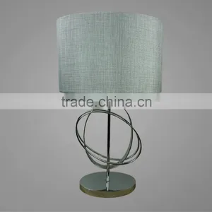 Chrome Plated Metal Base And Body With Fabric Lampshade Bedside Table Lamp Study Table Lamp Hotel Table Light thumbnail-1