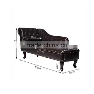 Deluxe Vintage Style Faux Leather Chaise Lounge Sofa Bed Bolster Cushion thumbnail-1