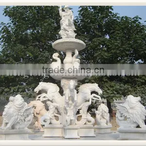 Large Outdoor Garden Stone Water Fountain With Horse thumbnail-5