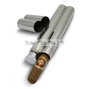 Stainless Steel Cigar Tubes Hip Flask 2 oz thumbnail-1