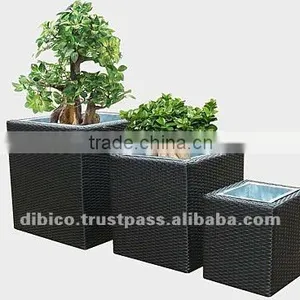 Square PE Rattan Garden Flower Planter 2012 thumbnail-1