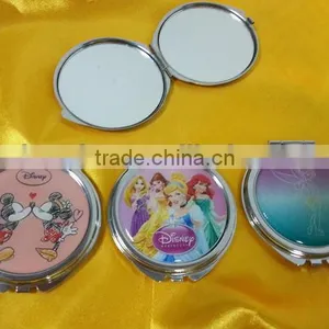 Double Sides Round Shape Custom Logo Metal Pocket Compact Mirror thumbnail-1