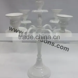White Finish Aluminum Polish Five Arms Candelabra thumbnail-3