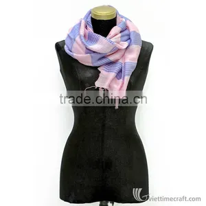 Striped Silk Scarf, Multi-color, 100% Handicraft in Vietnam thumbnail-6