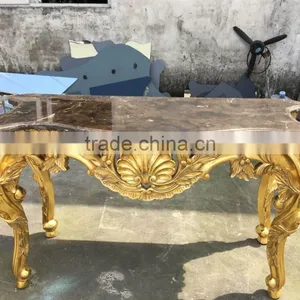 Baroque Style Living Room Furniture Console Desk With Marble Top thumbnail-1