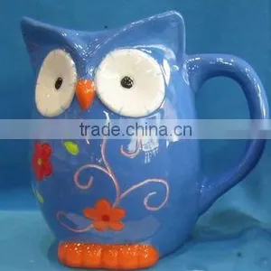 Ceramic Owl Mug,blue thumbnail-1