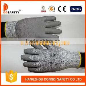 DDSAFETY 2017 Good Quality Level 5 Grey PU Cut Resistant Glove thumbnail-2