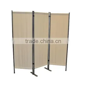 3 Pieces Privacy Room Divider Grey Folding Paravent thumbnail-5