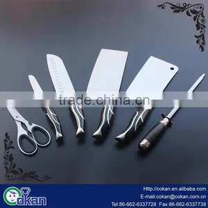 Stainless Steel Chef Paring Pocket Hunting Kitchen Knife Knives Set With Knife Sharpener and Scissors thumbnail-1