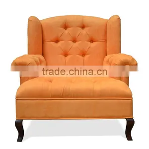 Sofa Chair For Living Room, Decorated With Button - Tufting Back and Arm Rest Orange Color thumbnail-2