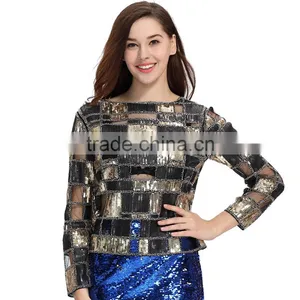 Evening Beaded Dance Woman Blouse Brand Lady Designer Sequin Top thumbnail-2