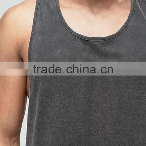 2017 Competitive New Design Custom Green Color Gym Wear Comfortable 65% Cotton 35% Polyester Fashion Men's Gym Tank Tops thumbnail-3