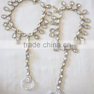 GOLD Tone Tcrystal Beads PAYAL Anklets Toe Ring Barefoot Sandal thumbnail-2