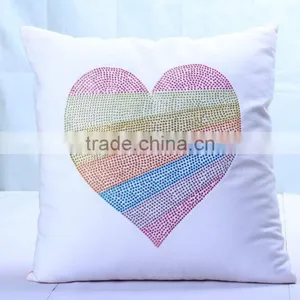 Bling Heart Shape Rhinestone Pillow Case Decorative Home Bedrooming And Seat Cushion Covers Customized thumbnail-1