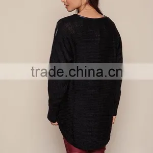 MGOO Brand Sweaters Pullover Model Black Leathertte Sweaters Knit Hi Low Fashion Clothing Urban thumbnail-5