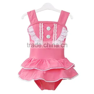 Girls Pink Swimwear One Piece Suit With Hat Best Selling Products 2017 in Usa thumbnail-1