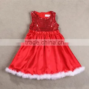 Newest Christmas Red Tulle Sequin Frocks Baby Girls Red Dresses thumbnail-1