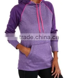 Fashion Women's Clothing 100% Polyester Raglan Tech Fleece Hoodie With Hood thumbnail-3