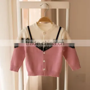 S32893W Spring 2017 New Girls Cardigan Lace Embroidery Knitted Sweater Kids Girls Knitting Cardigan thumbnail-1