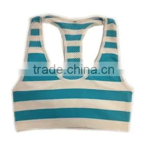 Seamless Stripe Bandeau Sport Tank Top Cami Bra With Mesh Back and Color Yarn thumbnail-1